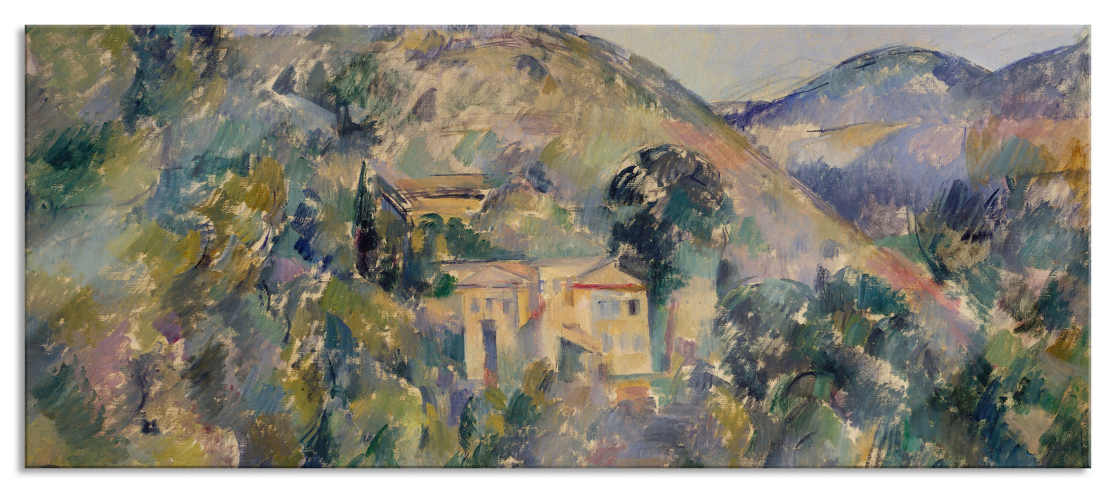 Paul Cézanne  - Blick aus das Domaine Saint, Glasbild Panorama