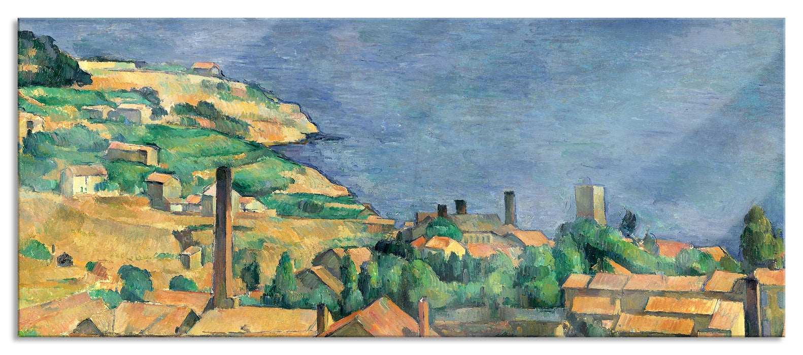 Pixxprint Paul Cézanne - Der Golf von Marseilles, Glasbild Panorama