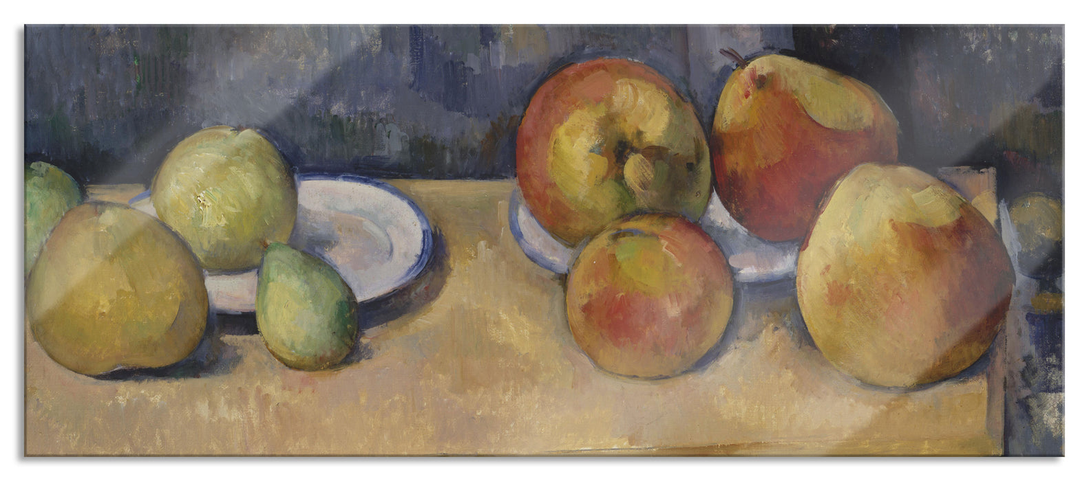 Pixxprint Paul Cézanne - Stillleben mit Äpfel und Birnen. , Glasbild Panorama