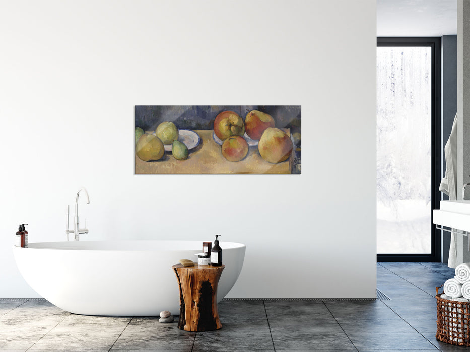 Paul Cézanne  - Stillleben mit Äpfel und Birnen. , Glasbild Panorama