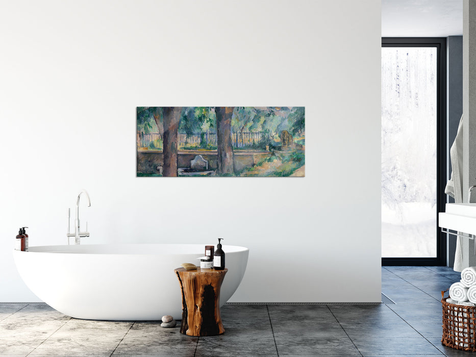 Paul Cézanne  - Das Becken beim Jas de Bouffan, Glasbild Panorama