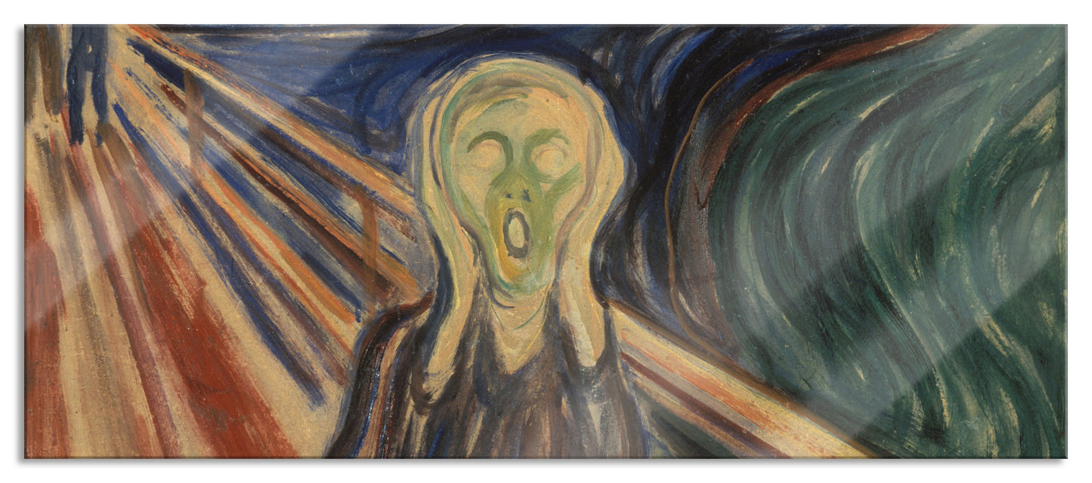 Pixxprint Edvard Munch - Der Schrei II, Glasbild Panorama