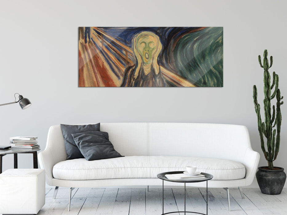 Edvard Munch - Der Schrei II, Glasbild Panorama