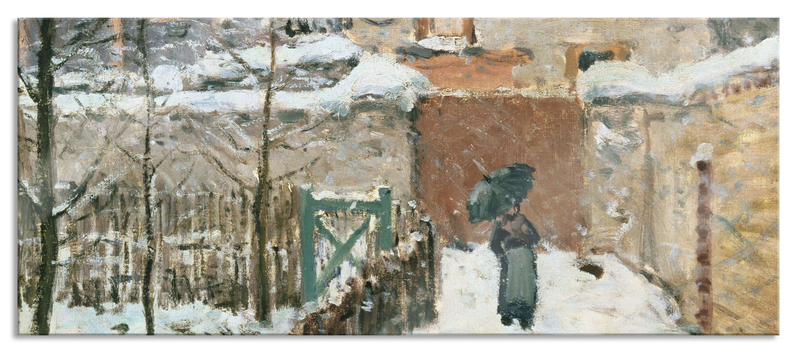 Pixxprint Alfred Sisley - Schnee in Louveciennes, Glasbild Panorama