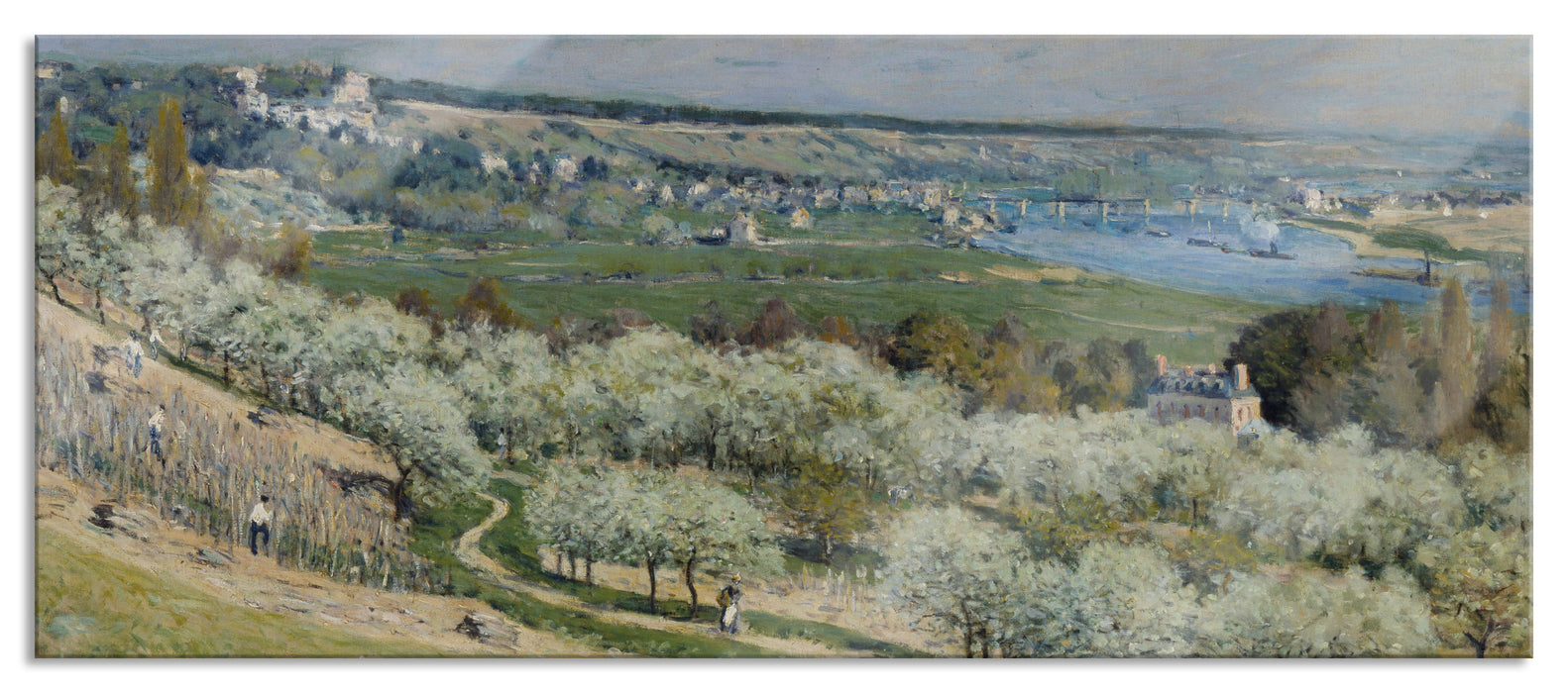 Alfred Sisley - Die Terrasse in Saint-Germain Spring, Glasbild Panorama