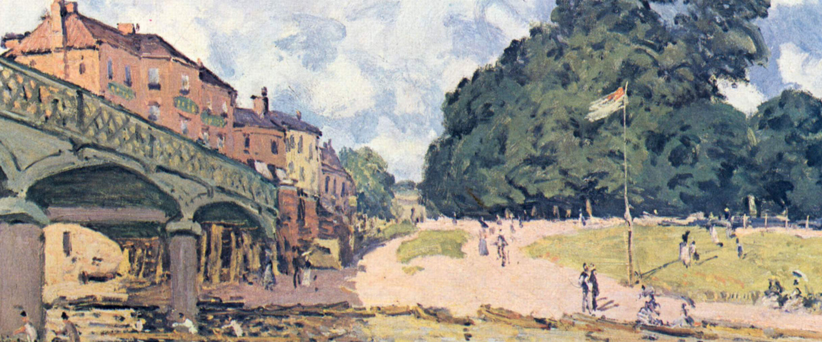 Alfred Sisley - Bridge At Hampton Court, Glasbild Panorama