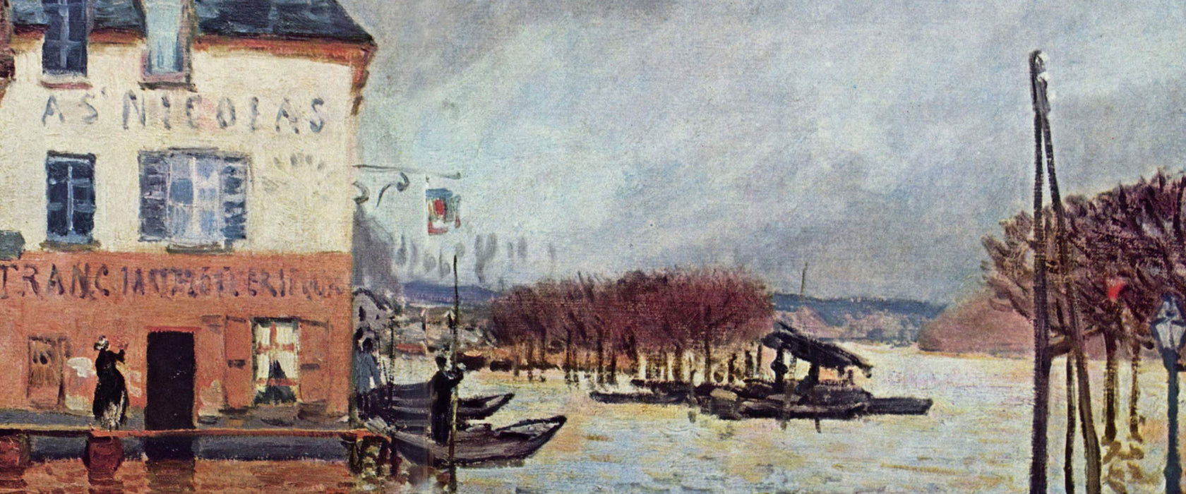 Alfred Sisley - Flood at Pont-Marley  , Glasbild Panorama