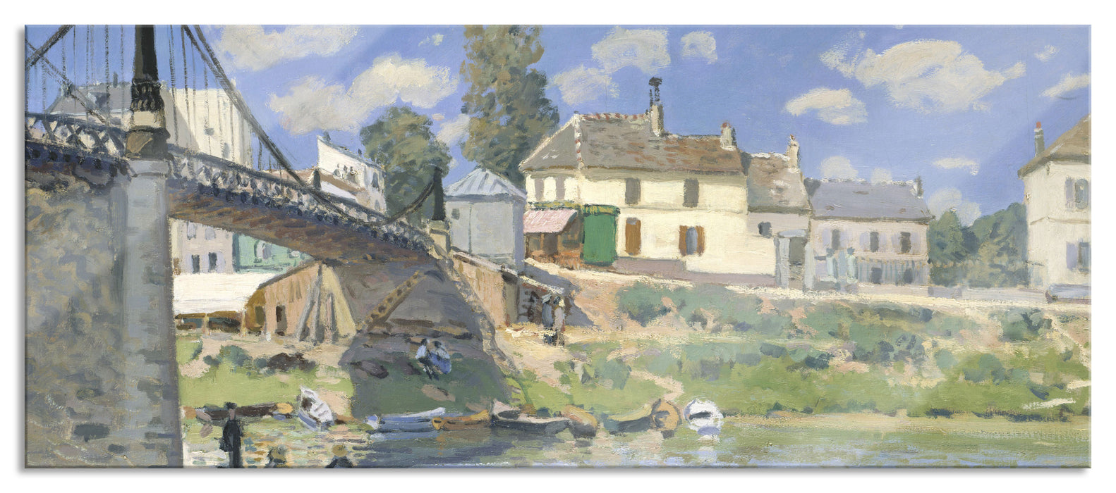 Pixxprint Alfred Sisley - Bridge at Villeneuve-la-Garenne, Glasbild Panorama