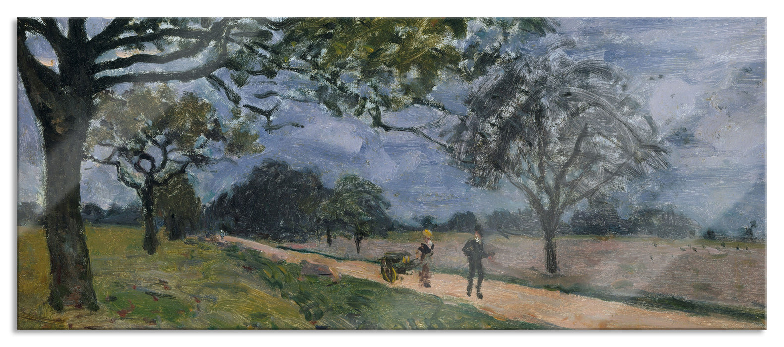 Pixxprint Alfred Sisley - The Road from Versailles to Louvecienne, Glasbild Panorama