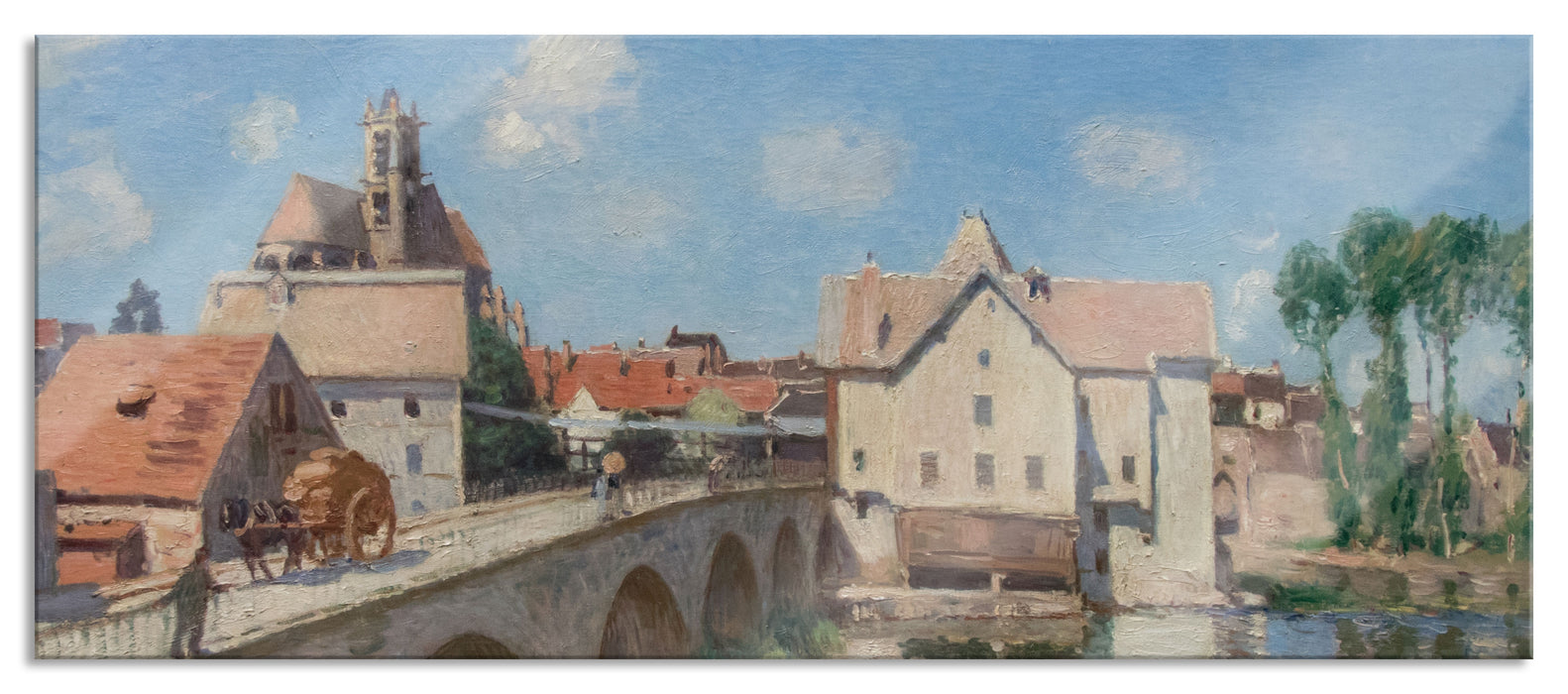 Pixxprint Alfred Sisley - Le pont de Moret, Glasbild Panorama