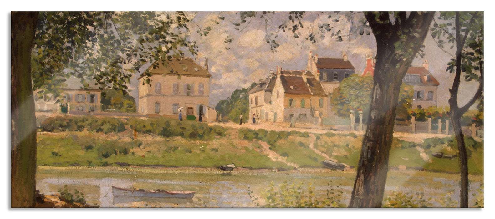 Alfred Sisley - Village On The Banks Of The Seine Ville, Glasbild Panorama