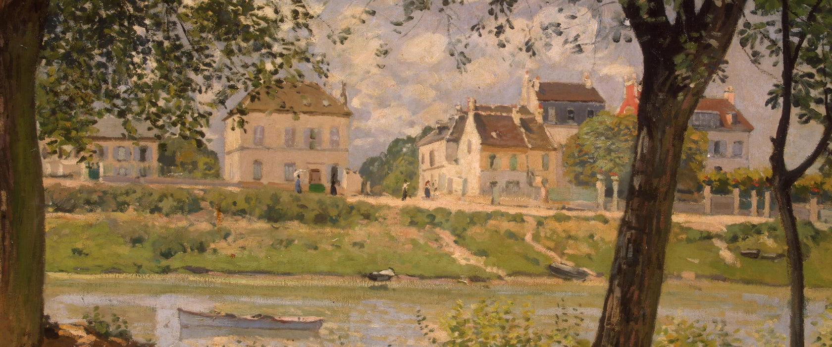 Alfred Sisley - Village On The Banks Of The Seine Ville, Glasbild Panorama