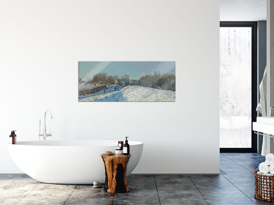 Alfred Sisley - Snow Effect at Louveciennes , Glasbild Panorama