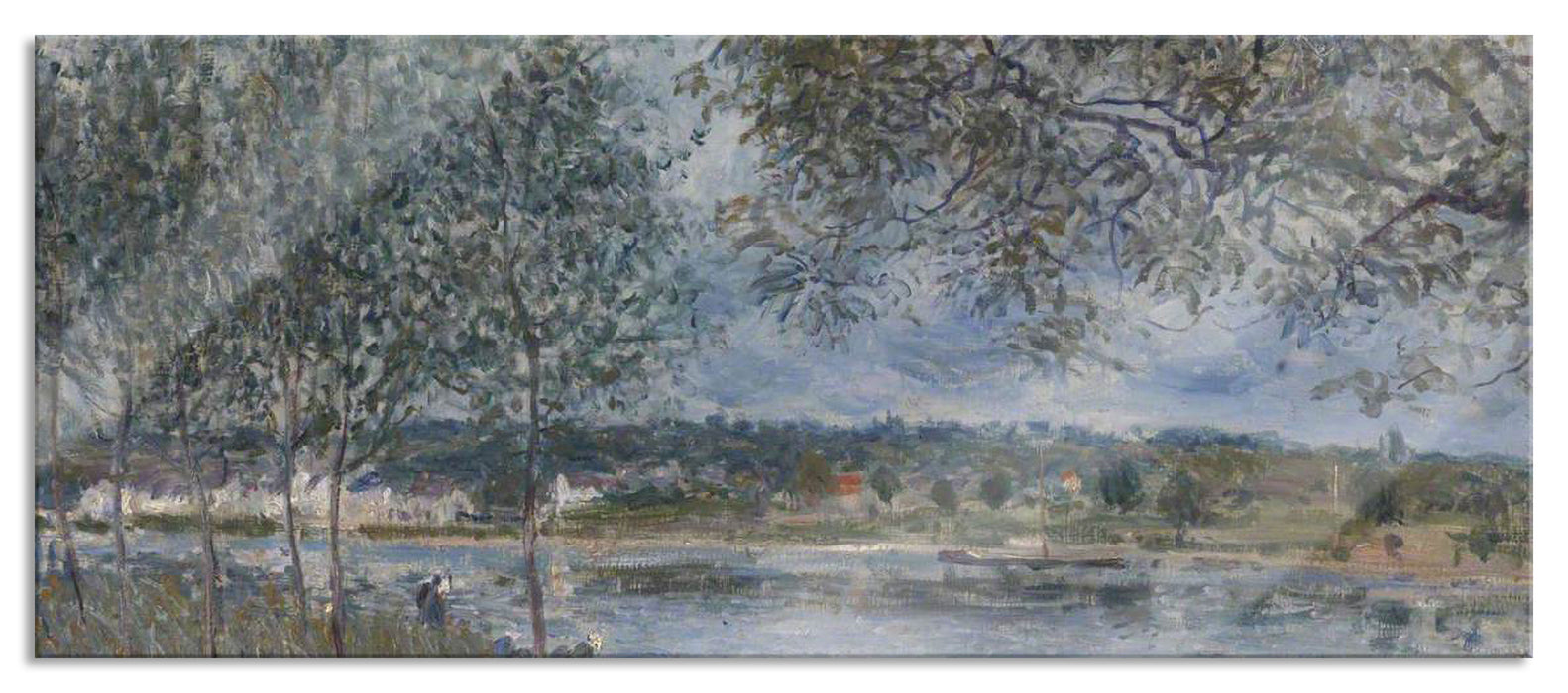 Alfred Sisley - By Way of the Old Ferry , Glasbild Panorama