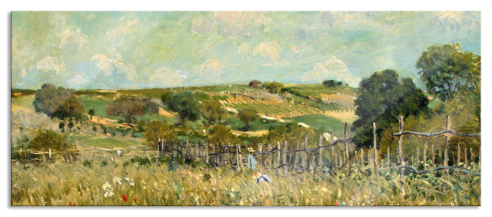 Pixxprint Alfred Sisley - Meadow , Glasbild Panorama