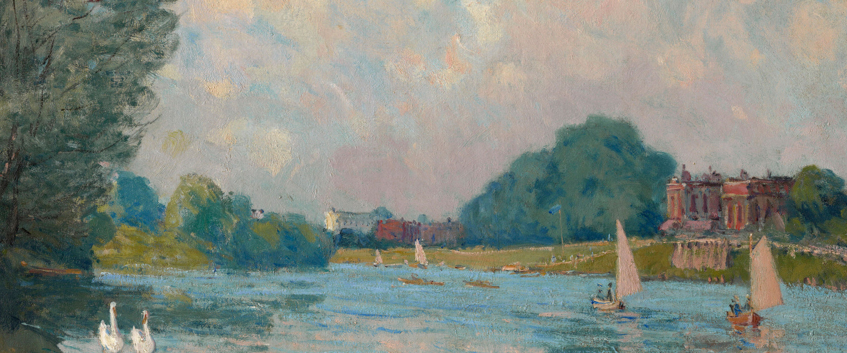 Alfred Sisley - Thames at Hampton Court , Glasbild Panorama