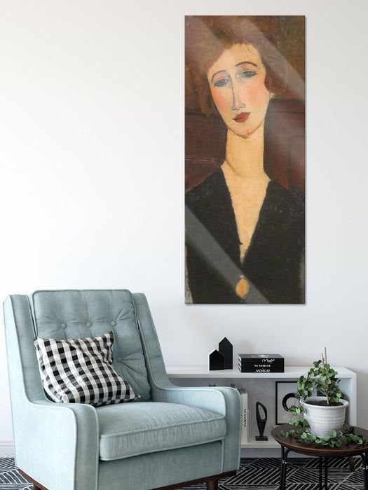 Amedeo Modigliani - Portrait einer Frau, Glasbild Panorama