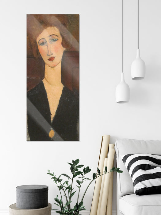 Amedeo Modigliani - Portrait einer Frau, Glasbild Panorama