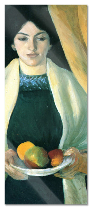 Pixxprint August Macke - Frau des Künstlers mit Äpfeln , Glasbild Panorama