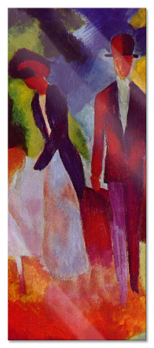 August Macke - Leute am blauen See , Glasbild Panorama