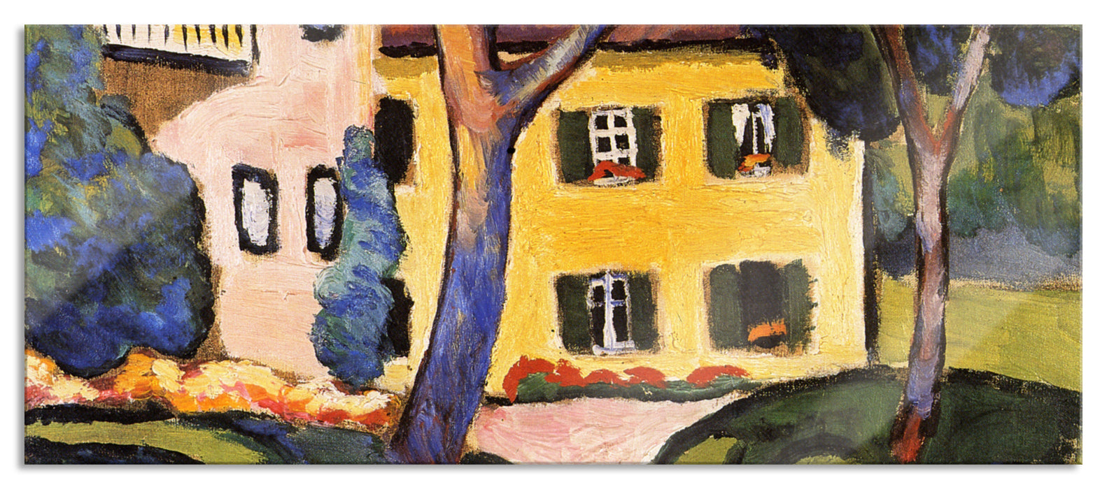 Pixxprint August Macke - Staudacher Haus Tegernsee, Glasbild Panorama