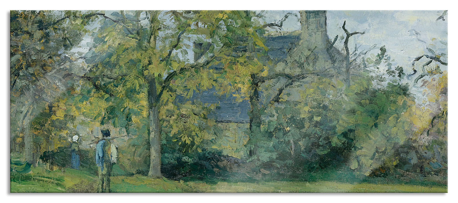 Pixxprint Camille Pissarro - LA MAISON DE PIETTE À MONTFOUCAULT , Glasbild Panorama