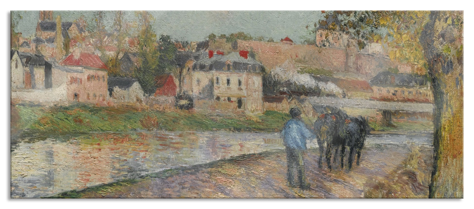 Camille Pissarro - CHEMIN DE LÉCLUSE SAINT-OUEN-L?AUM, Glasbild Panorama