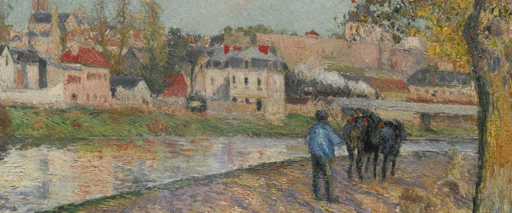 Camille Pissarro - CHEMIN DE LÉCLUSE SAINT-OUEN-L?AUM, Glasbild Panorama