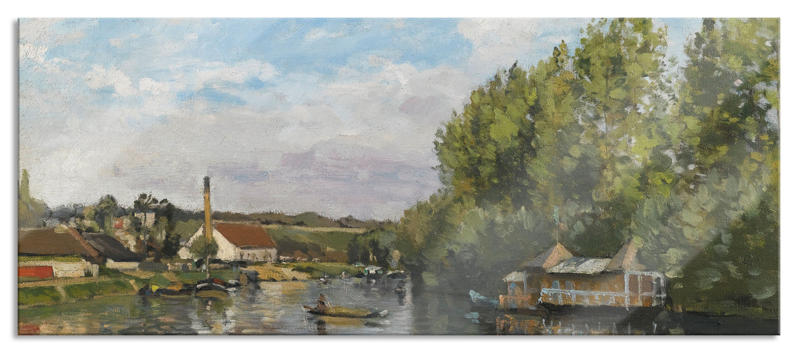 Camille Pissarro - LA SEINE À PORT-MARLY , Glasbild Panorama