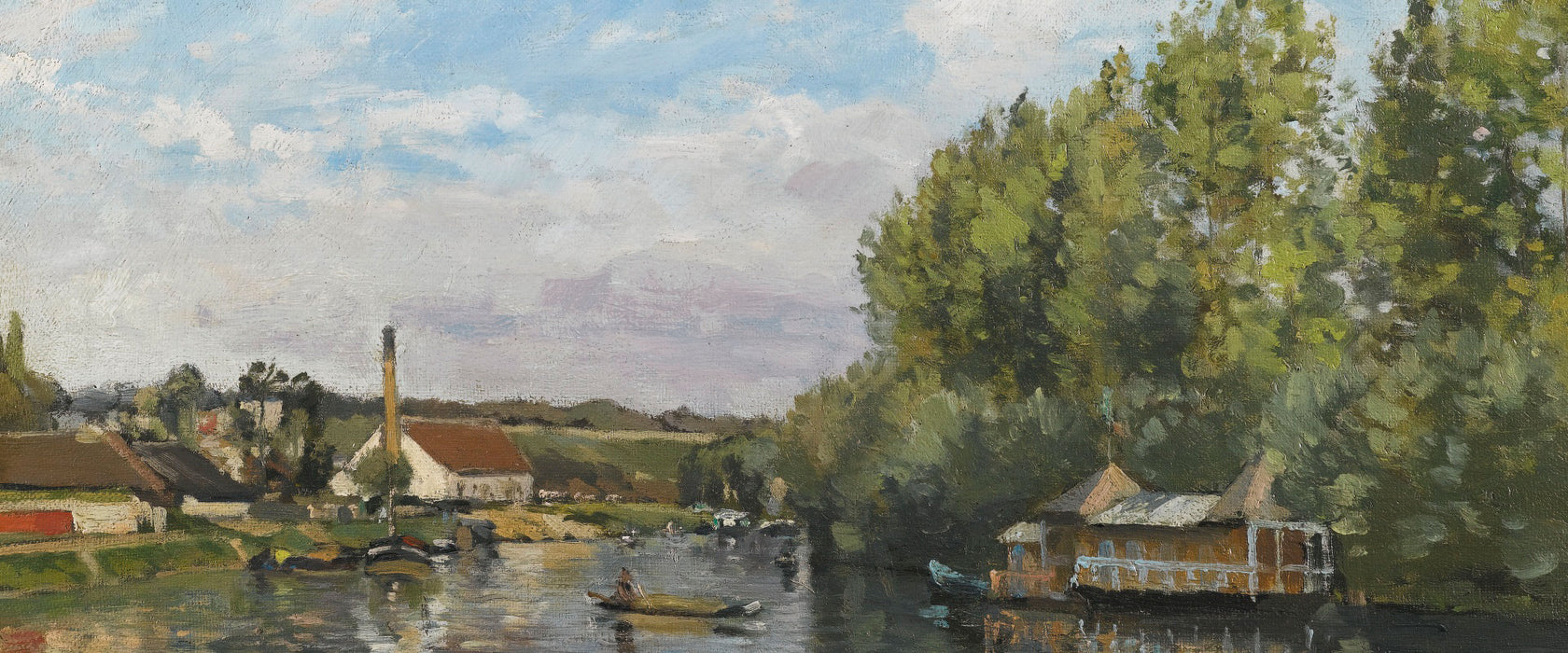 Camille Pissarro - LA SEINE À PORT-MARLY , Glasbild Panorama