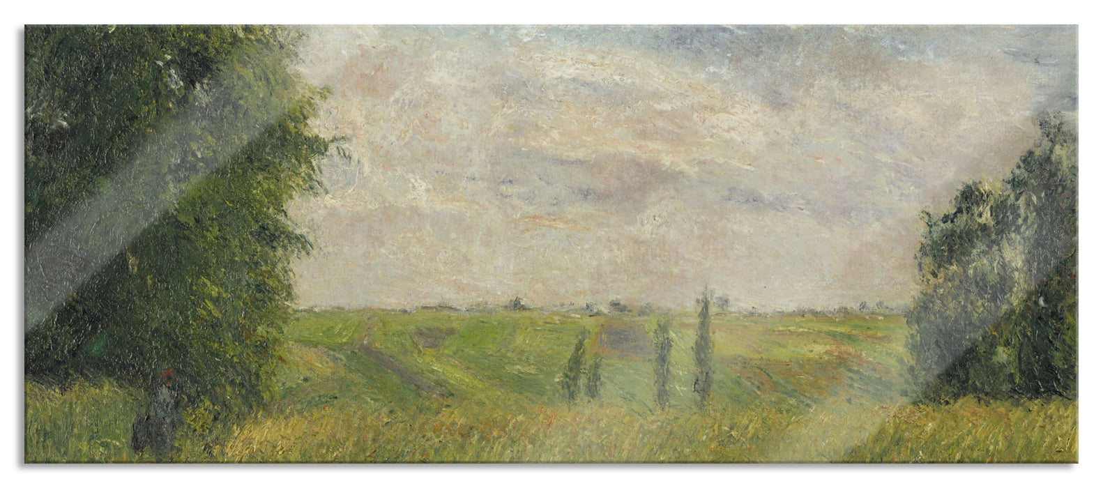 Pixxprint Camille Pissarro - SOLEIL COUCHANT PONTOISE , Glasbild Panorama