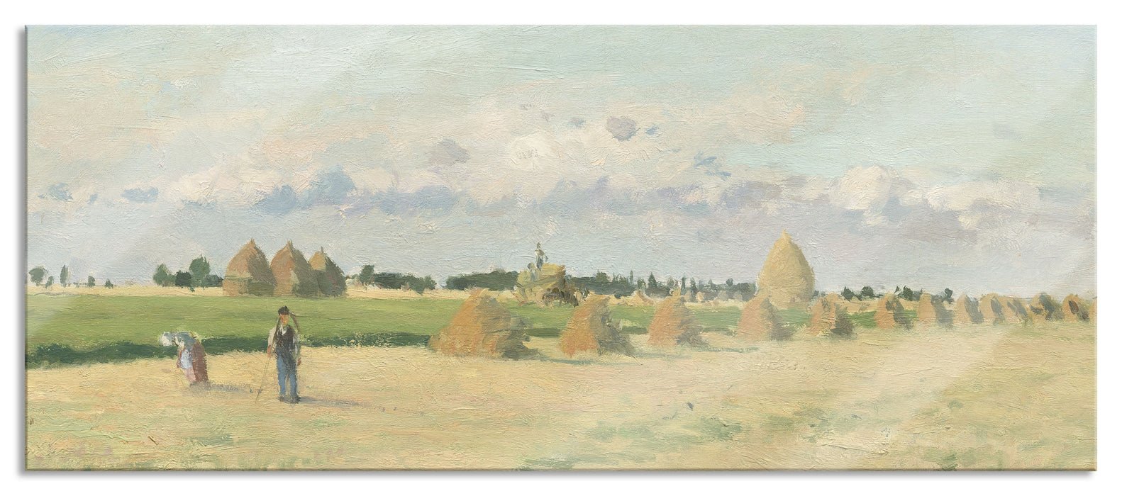 Pixxprint Camille Pissarro - Landscape with Wheat Field , Glasbild Panorama