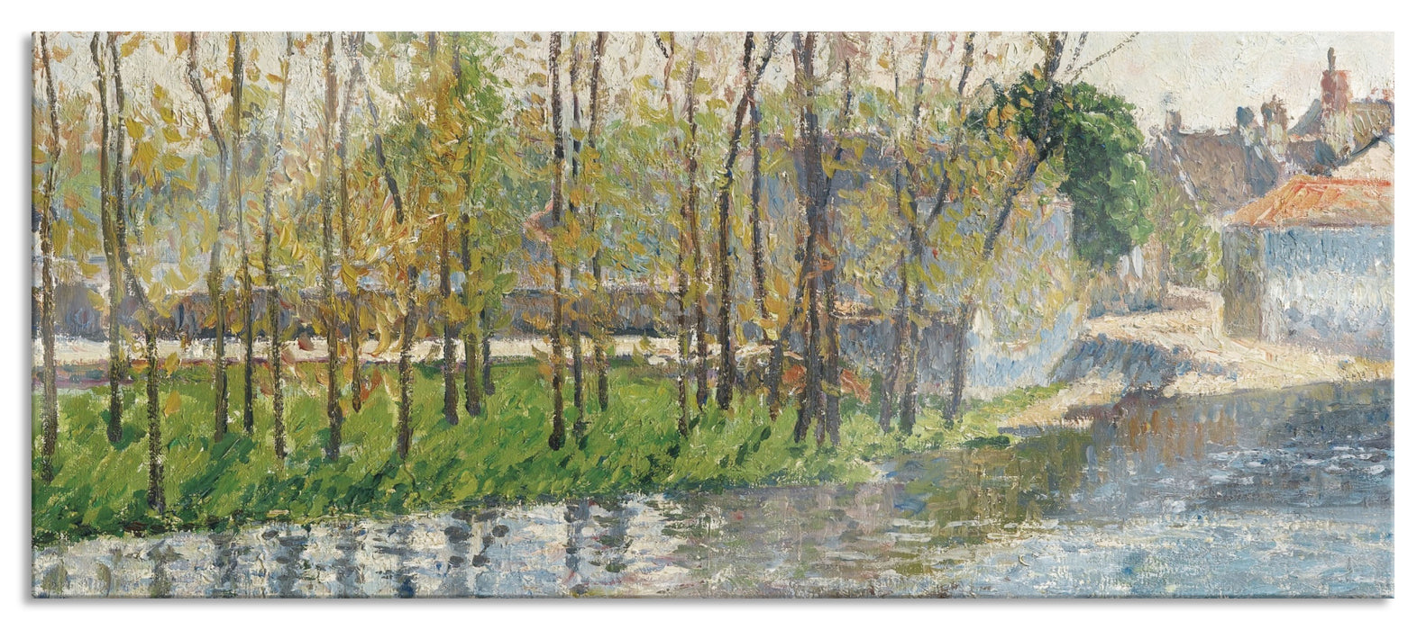 Pixxprint Camille Pissarro - BORDS DU LOING À MORET , Glasbild Panorama