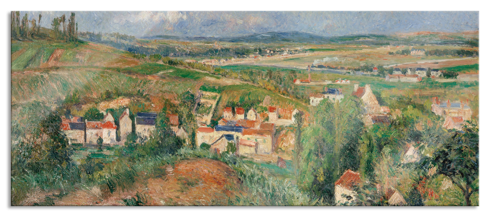 Pixxprint Camille Pissarro - L'HERMITAGE EN ÉTÉ PONTOISE , Glasbild Panorama