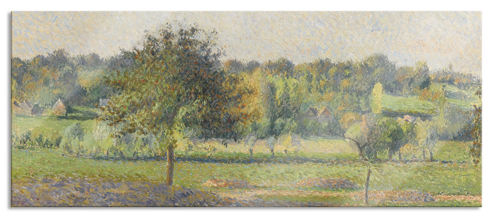 Camille Pissarro - PRAIRIE À ÉRAGNY , Glasbild Panorama