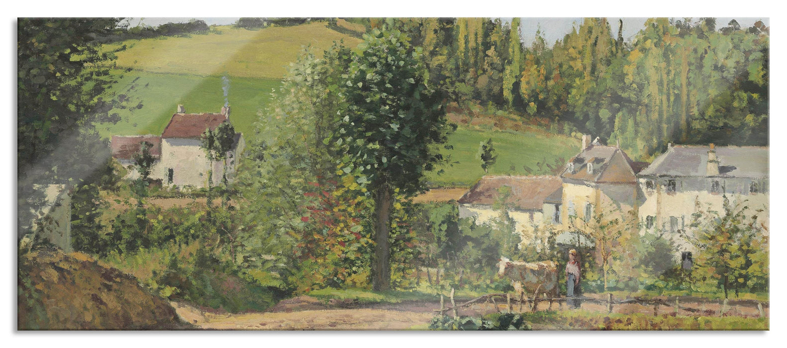 Pixxprint Camille Pissarro - Hameau aux environs de Pontoise , Glasbild Panorama