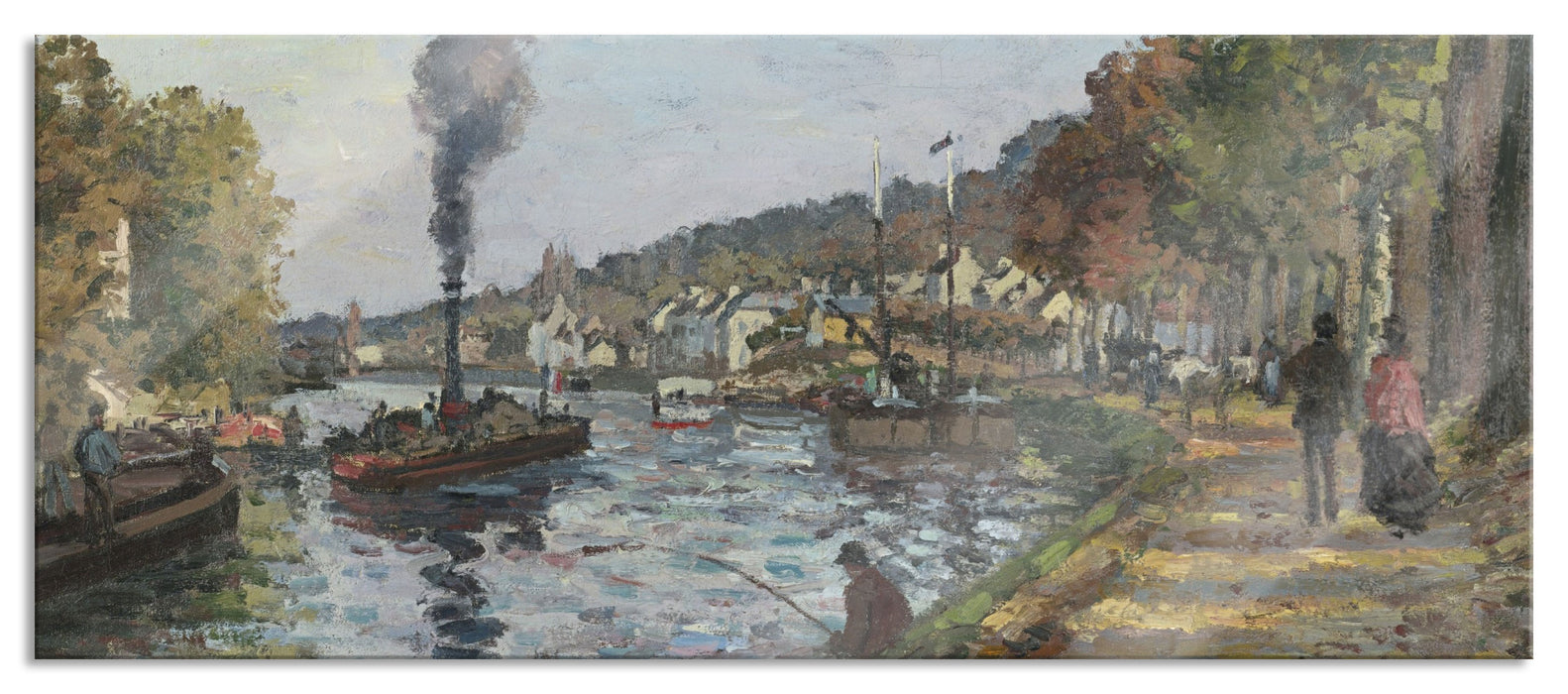 Pixxprint Camille Pissarro - LA SEINE À BOUGIVAL , Glasbild Panorama