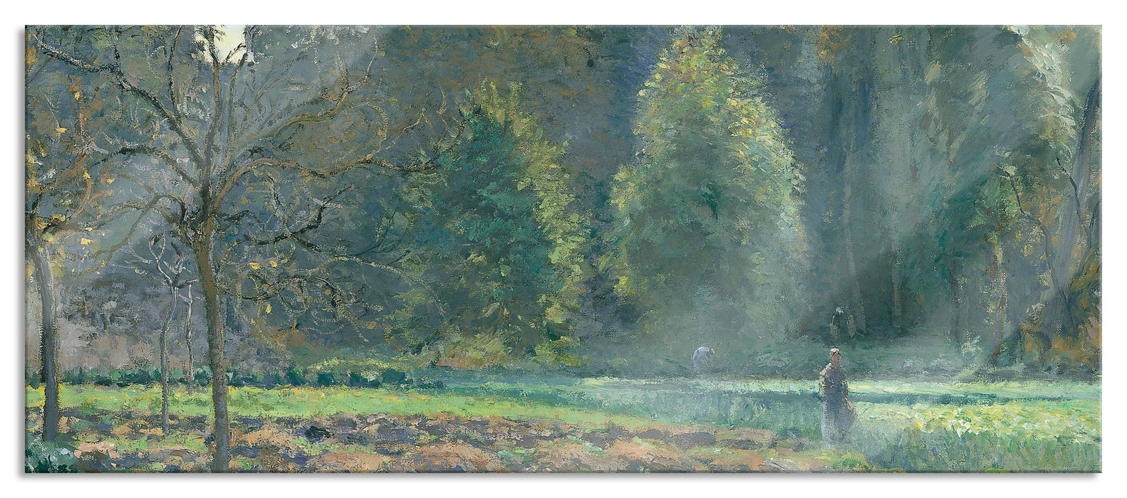 Pixxprint Camille Pissarro - Le champ de chou Pontoise, Glasbild Panorama