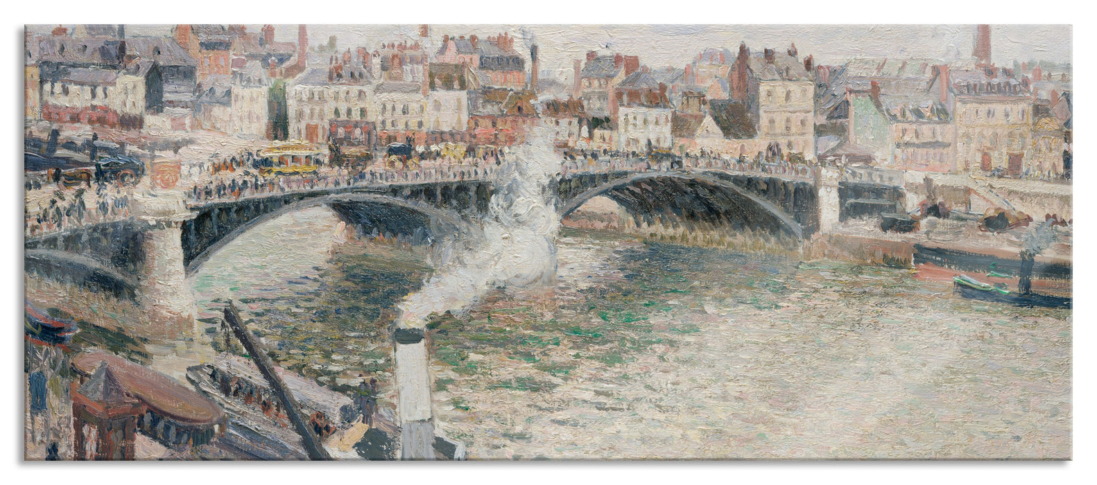 Pixxprint Camille Pissarro - Morning An Overcast Day Rouen , Glasbild Panorama