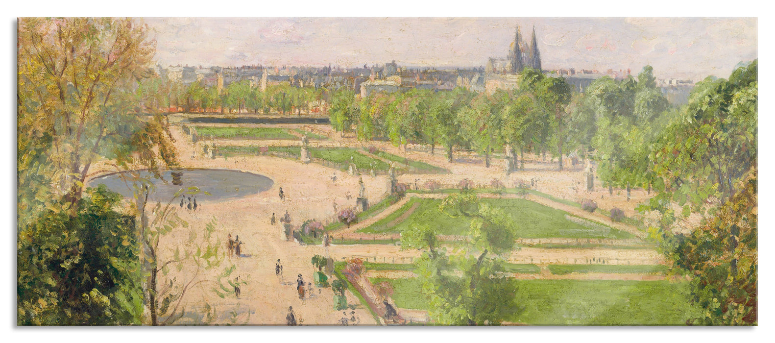 Pixxprint Camille Pissarro - The Garden of the Tuileries III, Glasbild Panorama