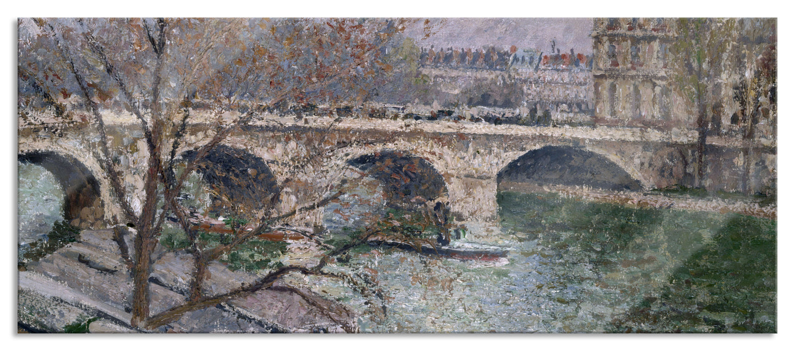 Pixxprint Camille Pissarro - Pont Royal and the Pavillon De Flore, Glasbild Panorama