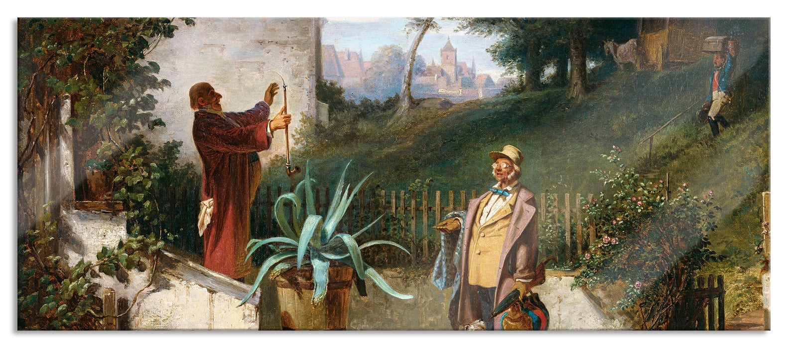 Pixxprint Carl Spitzweg - Jugendfreunde , Glasbild Panorama