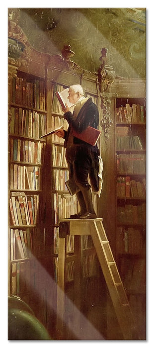 Pixxprint Carl Spitzweg - Der Bücherwurm , Glasbild Panorama