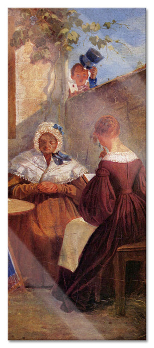 Pixxprint Carl Spitzweg - Der Liebesbrief, Glasbild Panorama