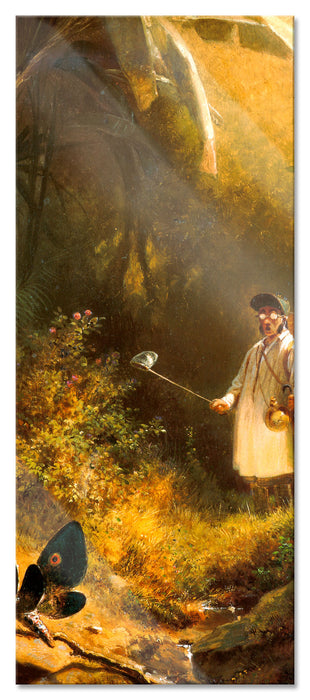 Pixxprint Carl Spitzweg - Der Schmetterlingsjäger , Glasbild Panorama