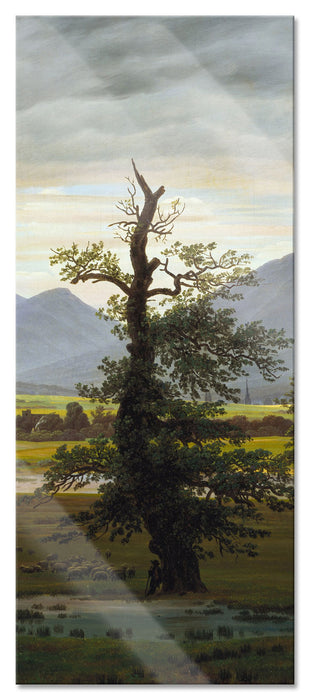 Pixxprint Caspar David Friedrich - Der einsame Baum, Glasbild Panorama