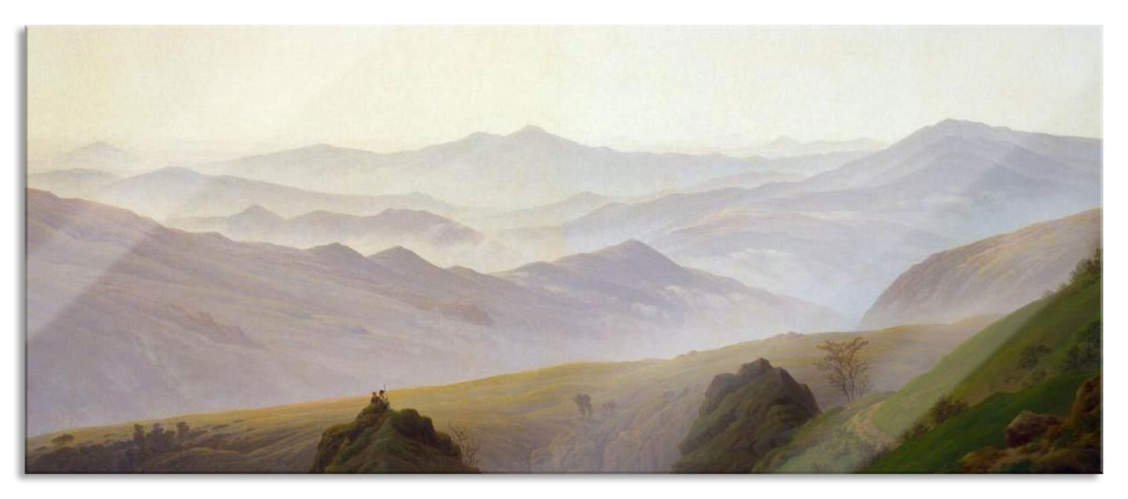 Pixxprint Caspar David Friedrich - Morgens in den Bergen, Glasbild Panorama