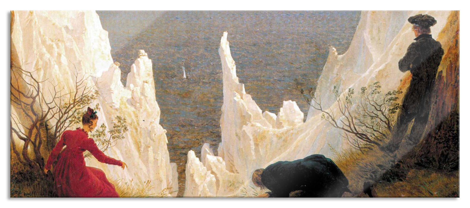 Pixxprint Caspar David Friedrich - Kreidefelsen auf Rügen , Glasbild Panorama