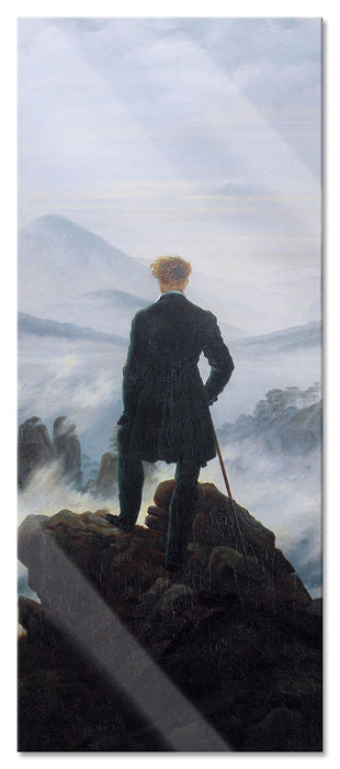 Pixxprint Caspar David Friedrich - Wanderer über dem Nebelmeer, Glasbild Panorama