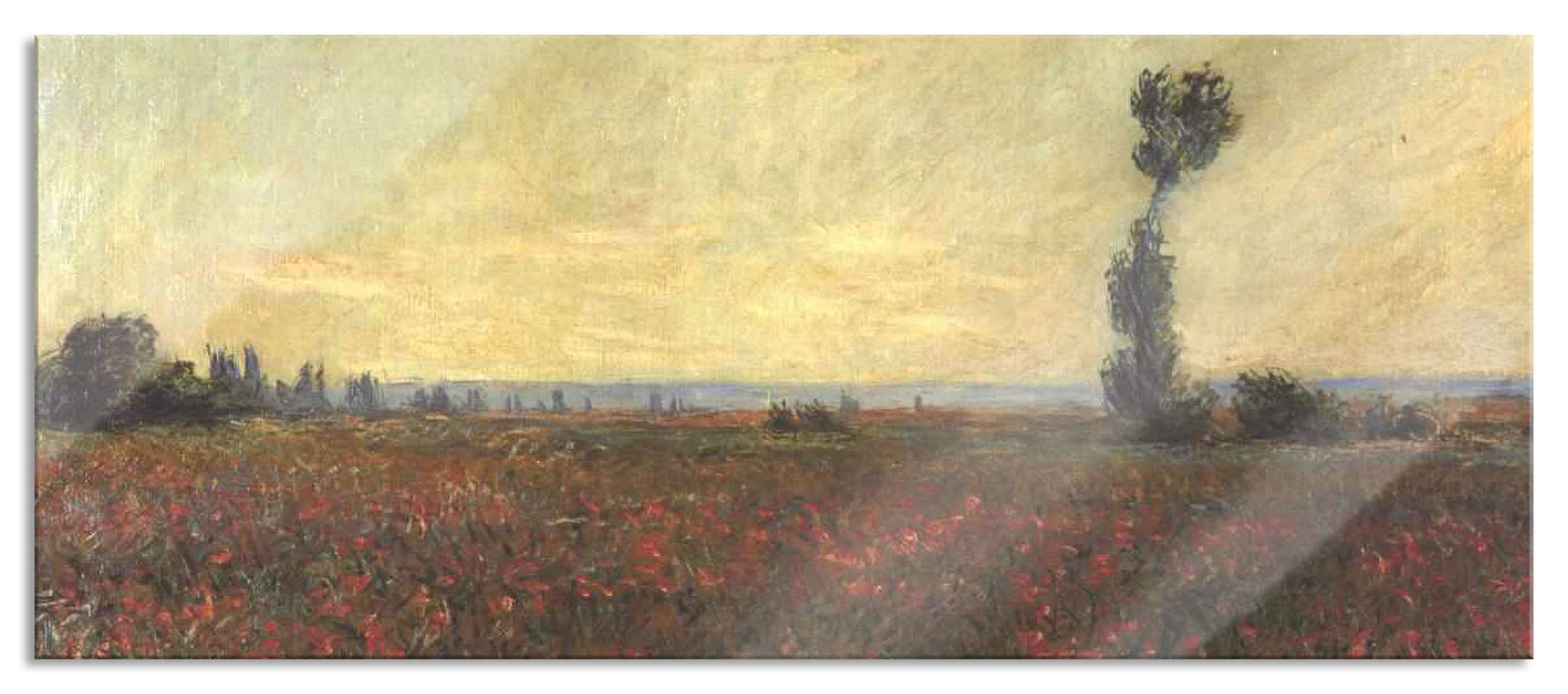 Pixxprint Claude Monet - Mohnfeld I, Glasbild Panorama